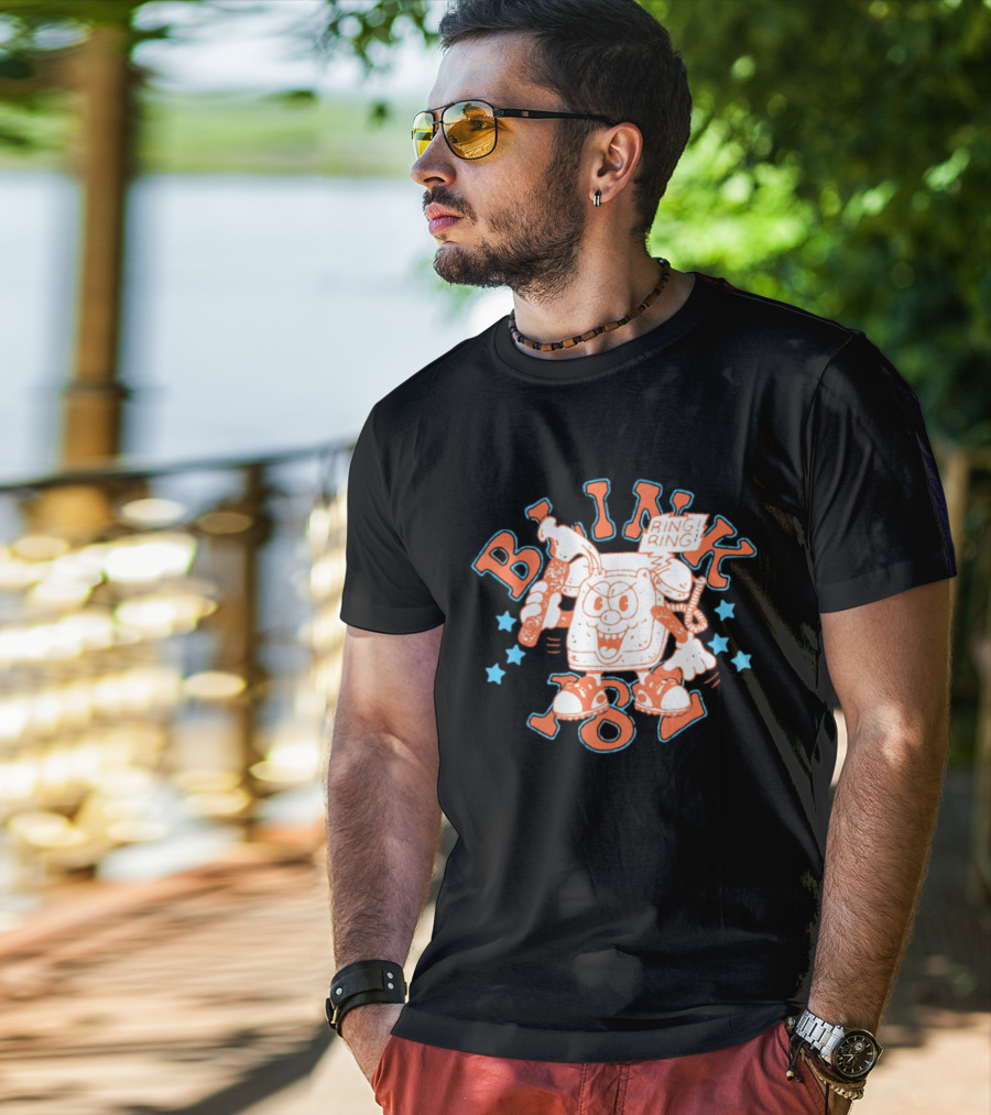 Blink 182 Ring Ring Cartoon Telephone Character With Stars T-Shirt