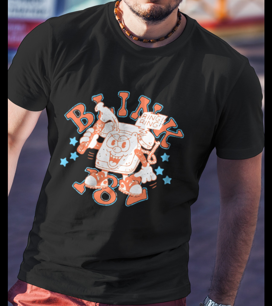 Blink 182 Ring Ring Cartoon Telephone Character With Stars T-Shirt