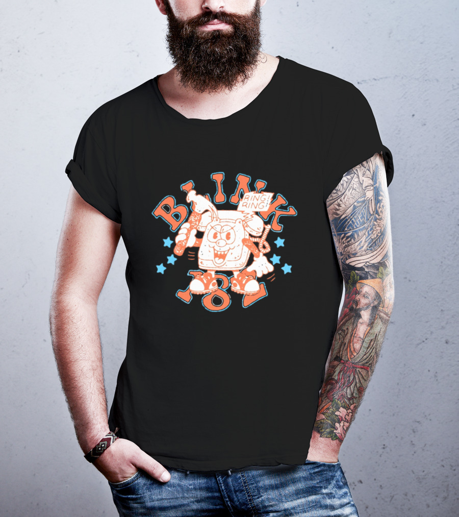 Blink 182 Ring Ring Cartoon Telephone Character With Stars T-Shirt