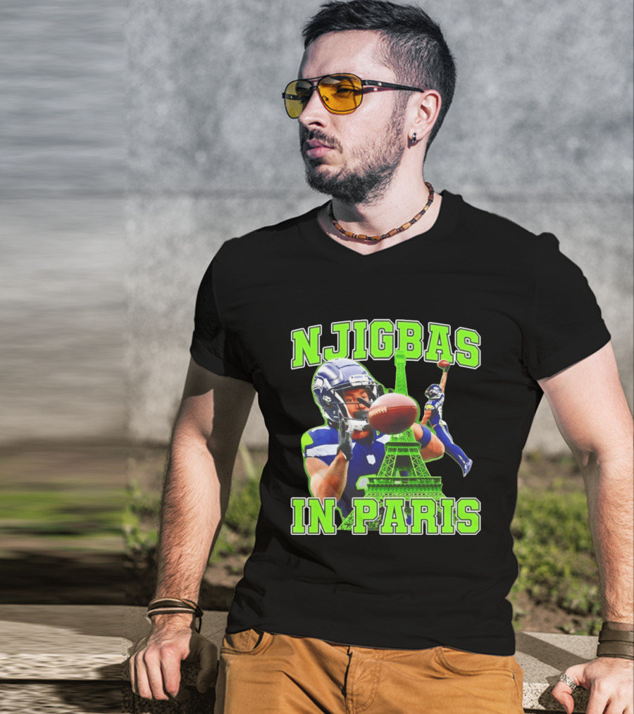 Seattle Seahawks Jaxon Smith Njigba Njigbas In Paris T-Shirt