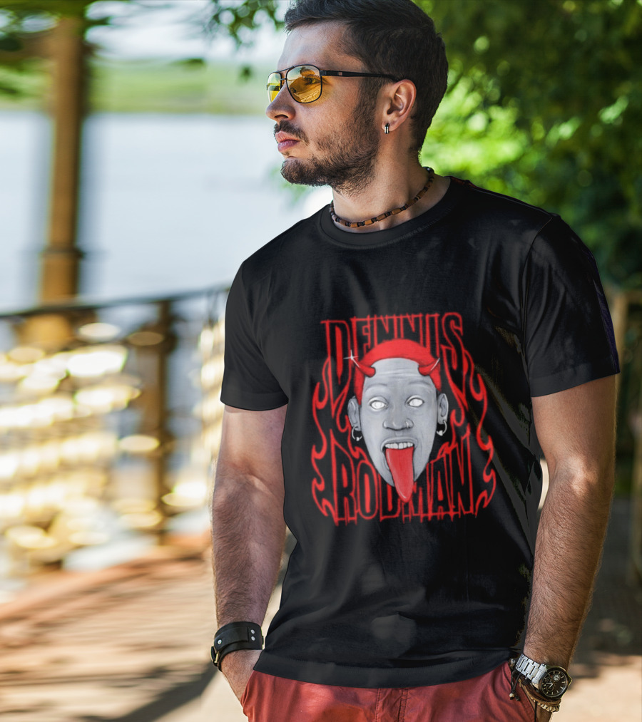 Dennis Rodman Devil Chicago Bulls NBA Head T-Shirt
