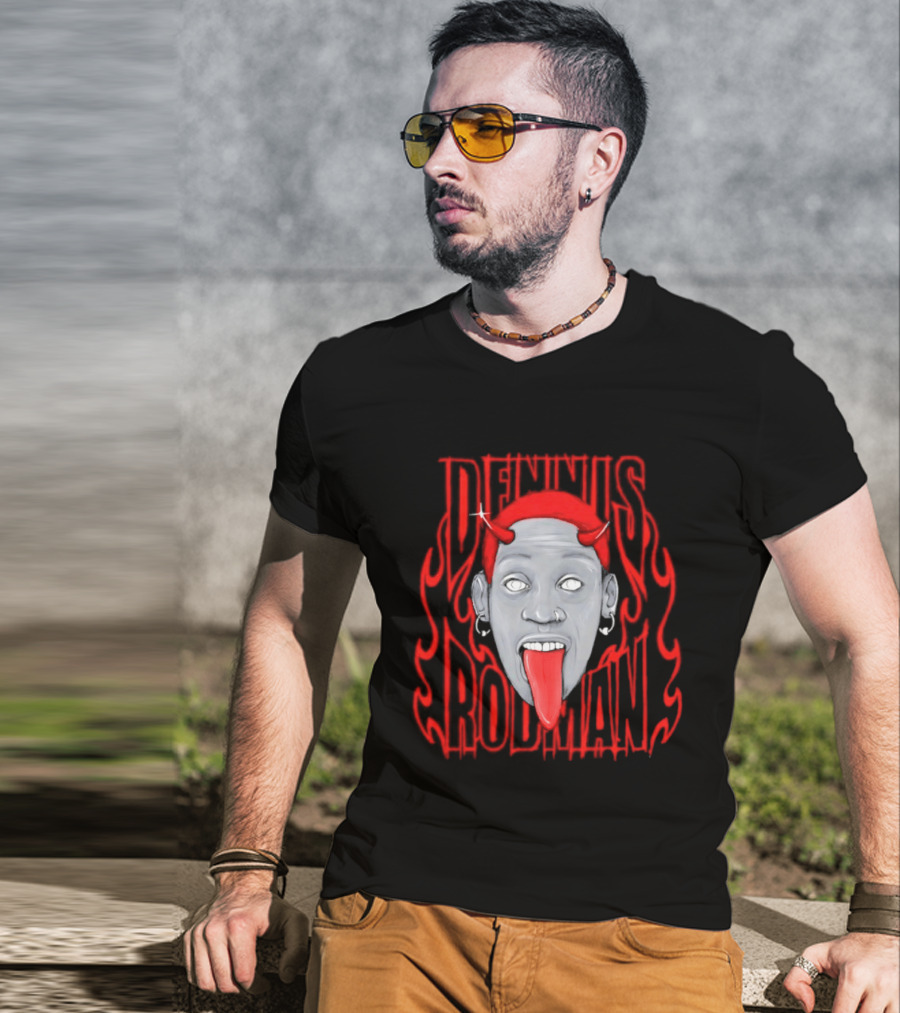 Dennis Rodman Devil Chicago Bulls NBA Head T-Shirt