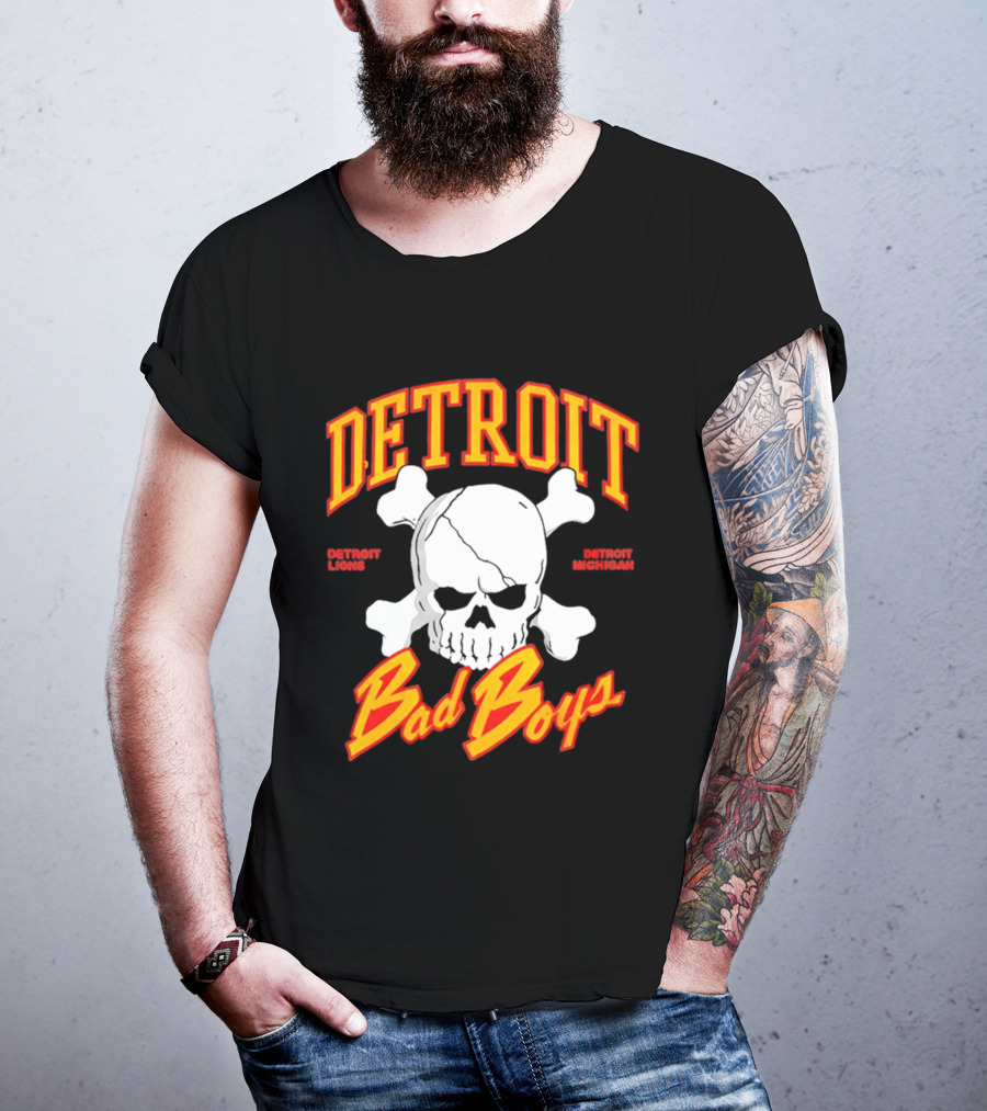 Detroit Lions Bad Boys Skull Detroit Michigan T-Shirt