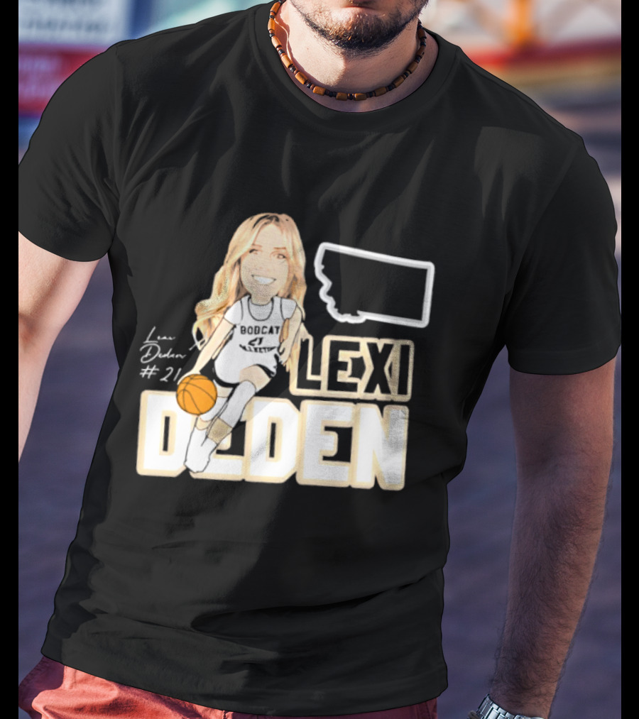 Lexi Deden 21 Bobcat Map Montana Player Caricature Basketball T-Shirt