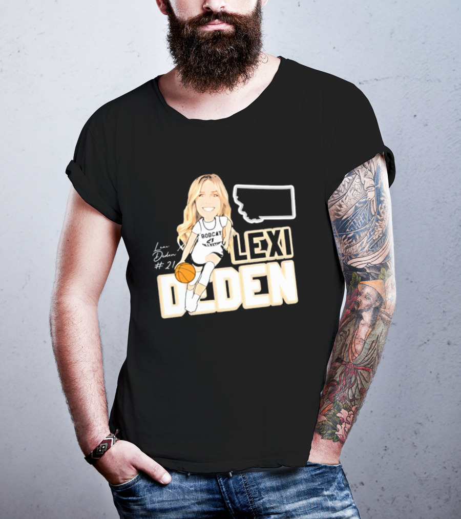 Lexi Deden 21 Bobcat Map Montana Player Caricature Basketball T-Shirt