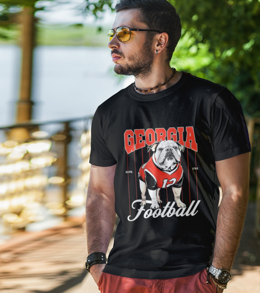Georgia Bulldogs Football 1785 Bulldog Mascot Red Jersey T-Shirt
