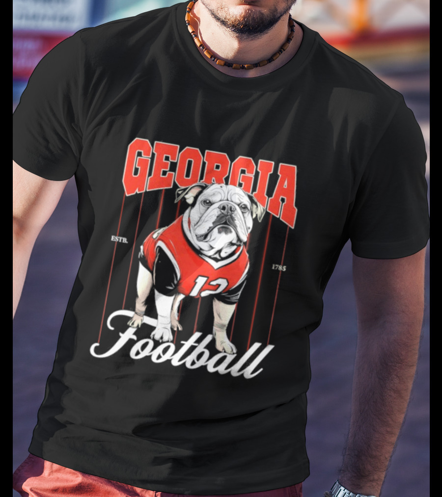 Georgia Bulldogs Football 1785 Bulldog Mascot Red Jersey T-Shirt