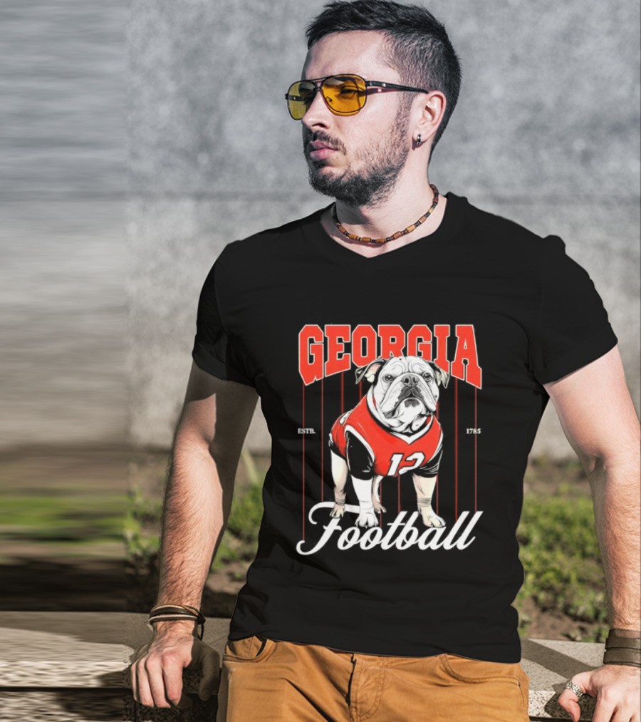 Georgia Bulldogs Football 1785 Bulldog Mascot Red Jersey T-Shirt