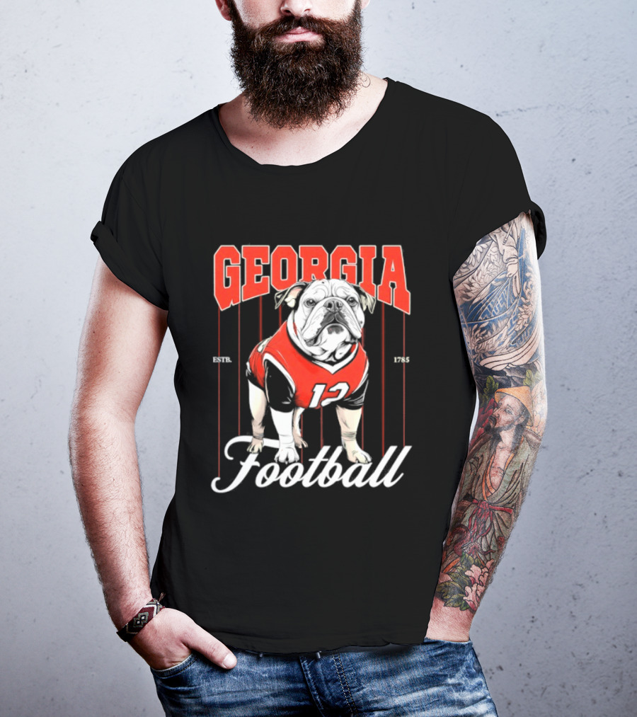 Georgia Bulldogs Football 1785 Bulldog Mascot Red Jersey T-Shirt