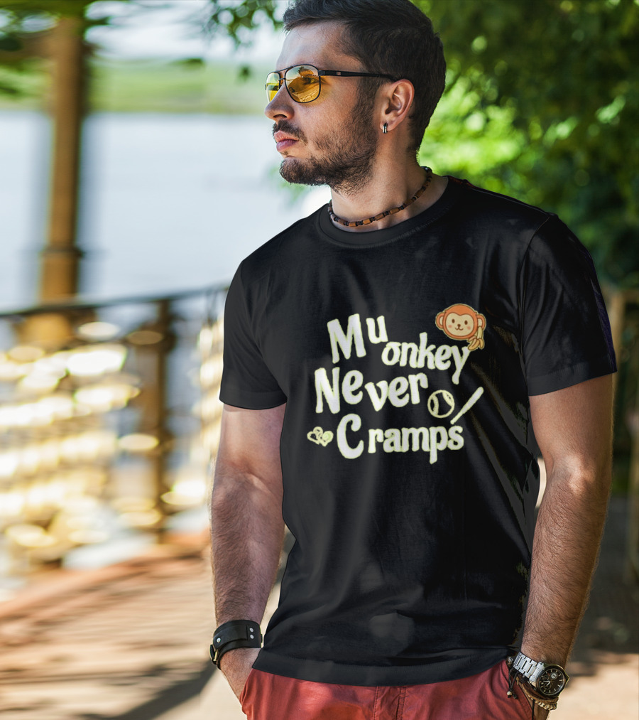 Mu Monkey Never Cramps Munenori Kawasaki Humor T-Shirt