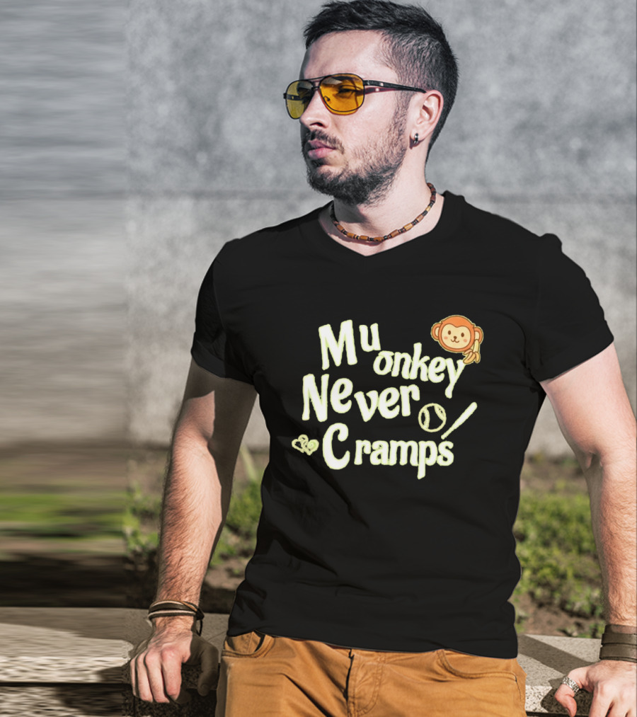 Mu Monkey Never Cramps Munenori Kawasaki Humor T-Shirt