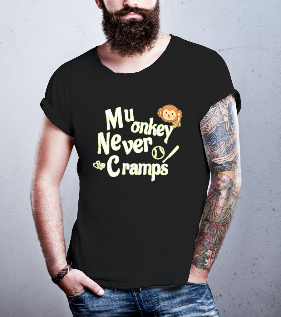 Mu Monkey Never Cramps Munenori Kawasaki Humor T-Shirt