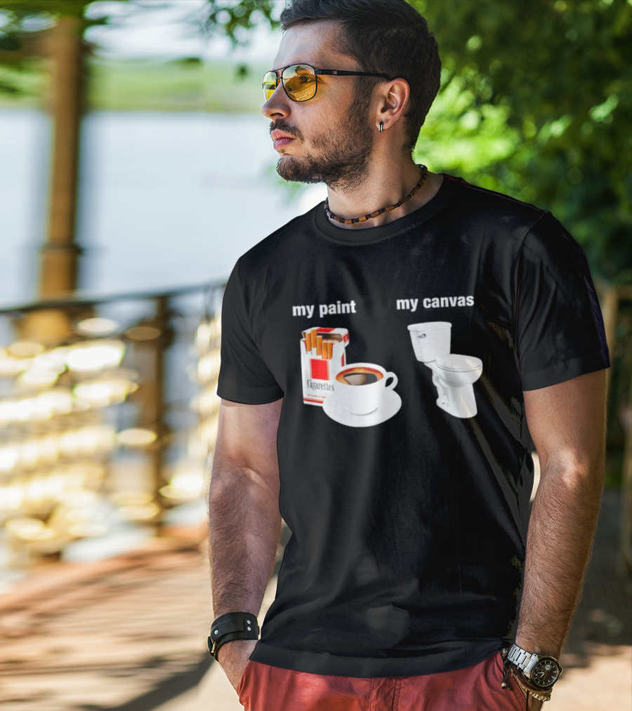 Cigarettes Coffee Toilet Funny Morning Routine T-Shirt