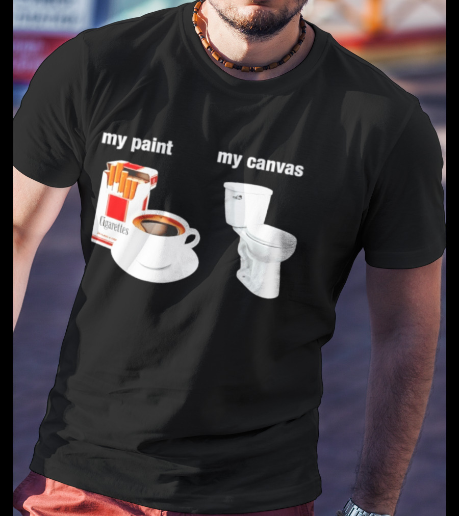 Cigarettes Coffee Toilet Funny Morning Routine T-Shirt