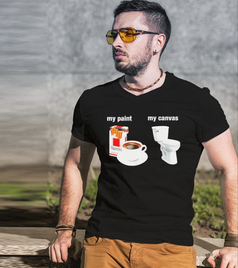 Cigarettes Coffee Toilet Funny Morning Routine T-Shirt
