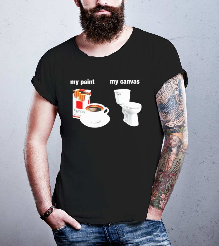 Cigarettes Coffee Toilet Funny Morning Routine T-Shirt