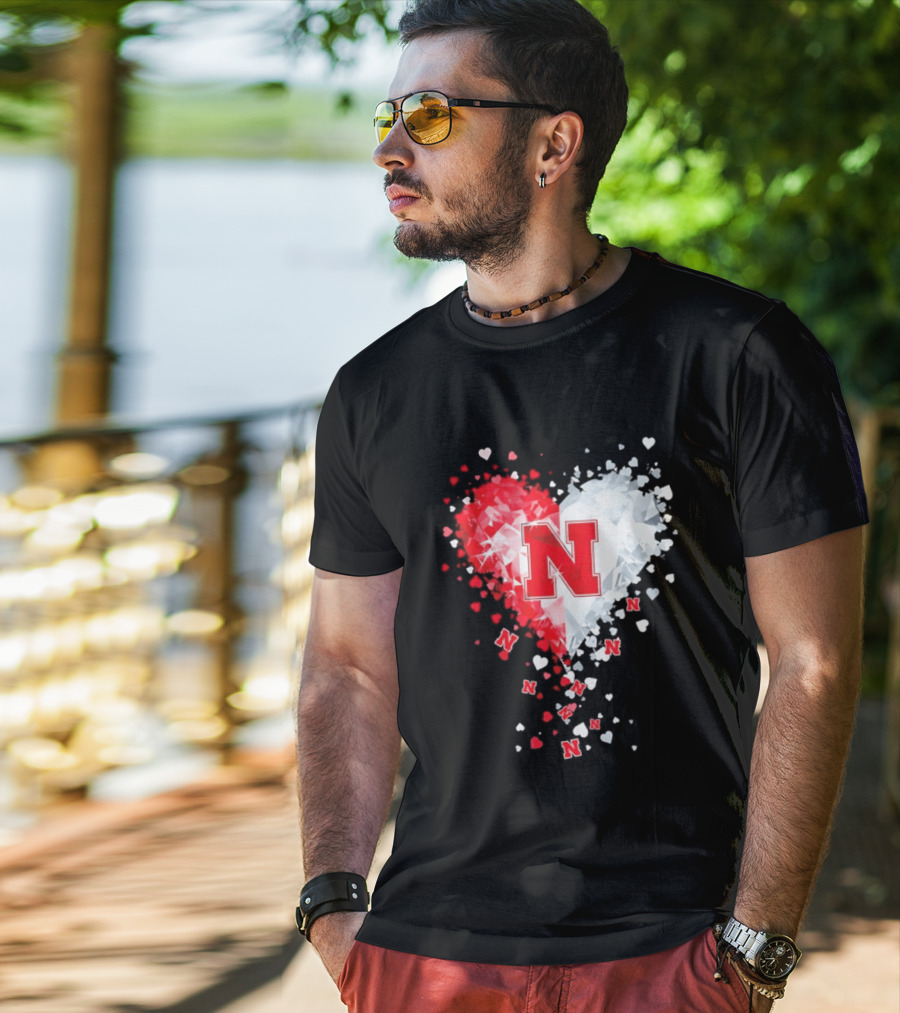 Nebraska Cornhuskers Heart Diamond Red N 2026 NCAA T-Shirt