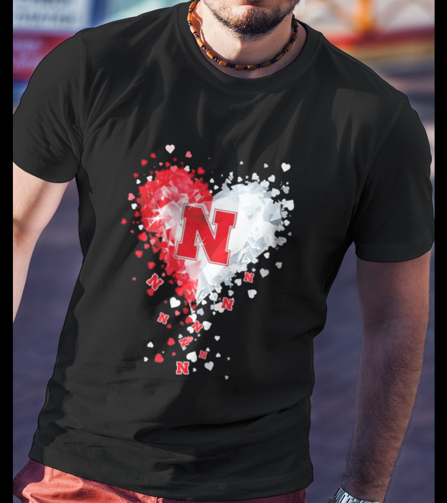 Nebraska Cornhuskers Heart Diamond Red N 2026 NCAA T-Shirt
