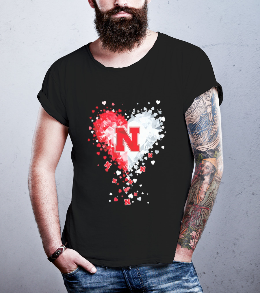 Nebraska Cornhuskers Heart Diamond Red N 2026 NCAA T-Shirt