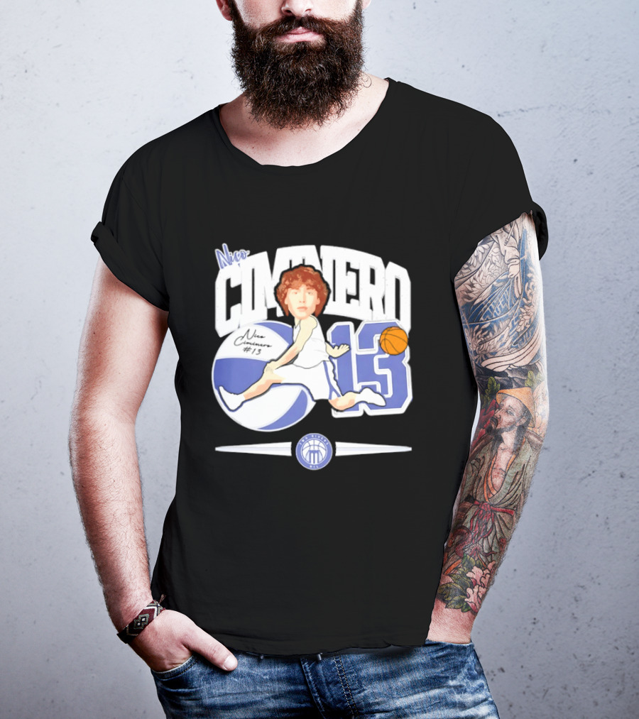 Nico Ciminero 13 Basketball Caricature Marietta College Athletics T-Shirt