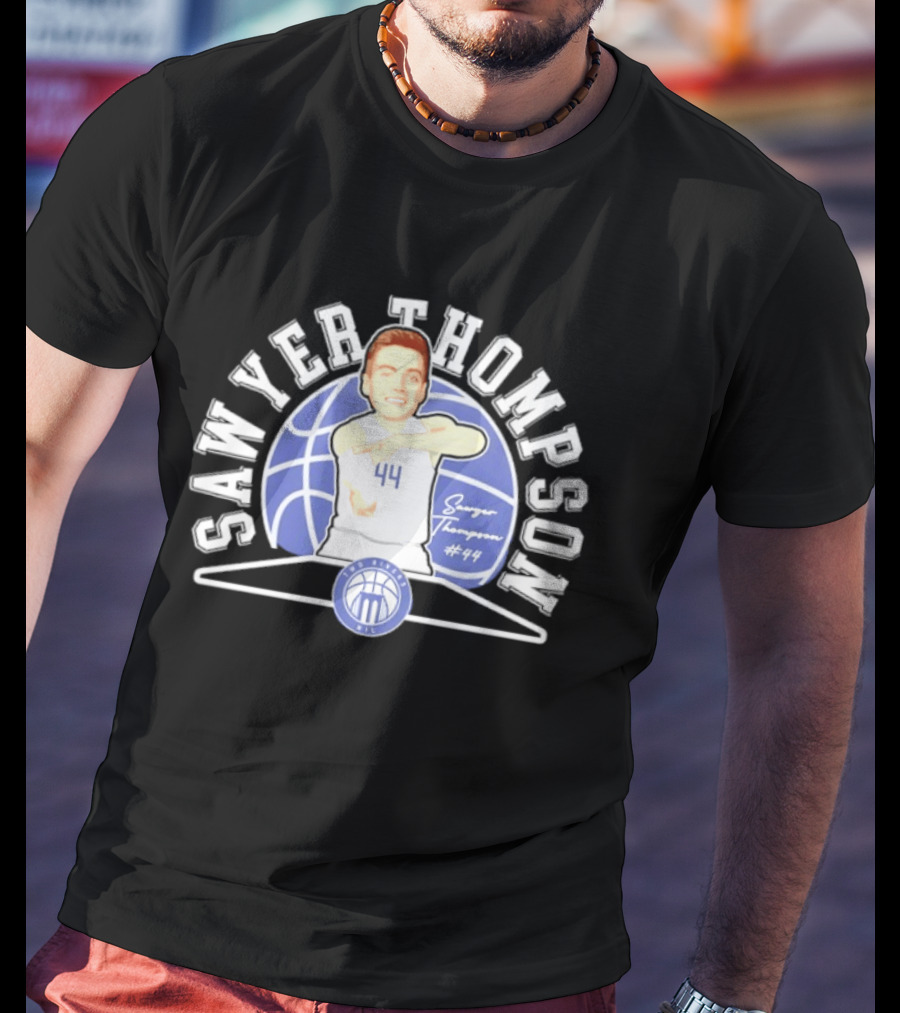 Sawyer Thompson 44 Marietta College Athletics Basketball Player Caricature T-Shirt
