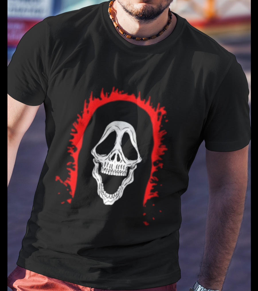Scream Ghostface Skull Horror Halloween Blood Dripping Mask T-Shirt