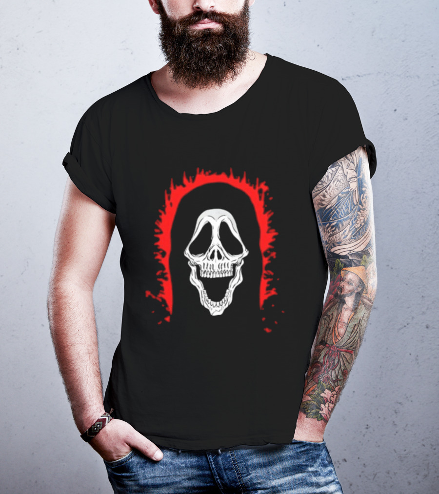 Scream Ghostface Skull Horror Halloween Blood Dripping Mask T-Shirt