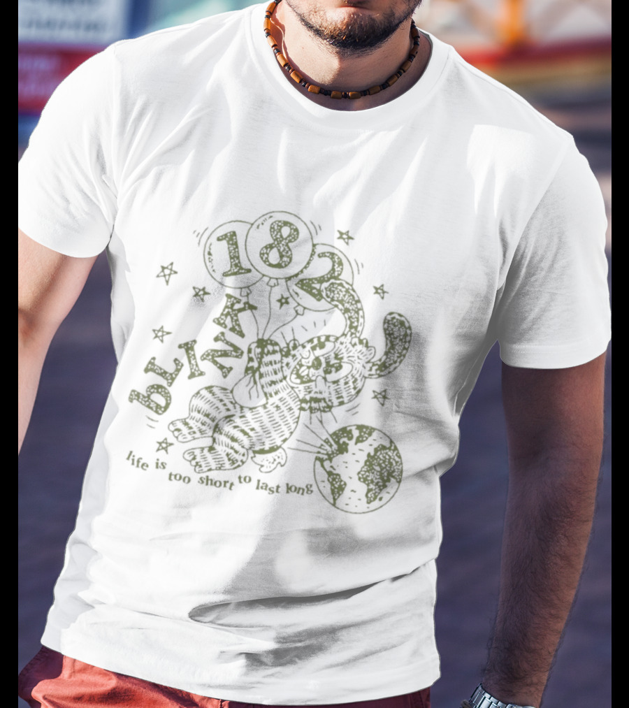 Blink 182 Life Is Too Short To Last Long Cartoon Rabbit And 182 Balloon With Stars T-Shirt
