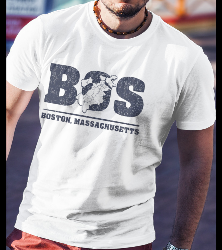 BOS Boston Massachusetts Neighborhoods Map T-Shirt