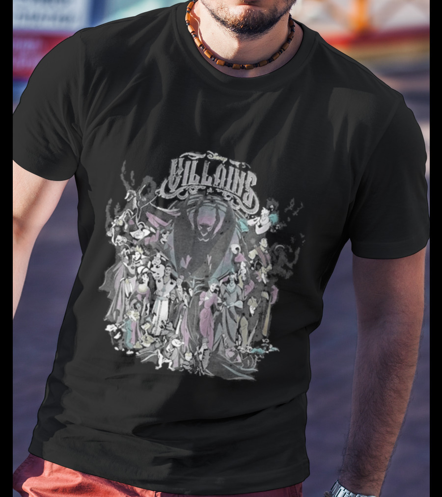 Tokyo Disney Resort Villains Evil Queen Ursula Maleficent Jafar Captain Hook Hades Dr. Facilier Scar T-Shirt