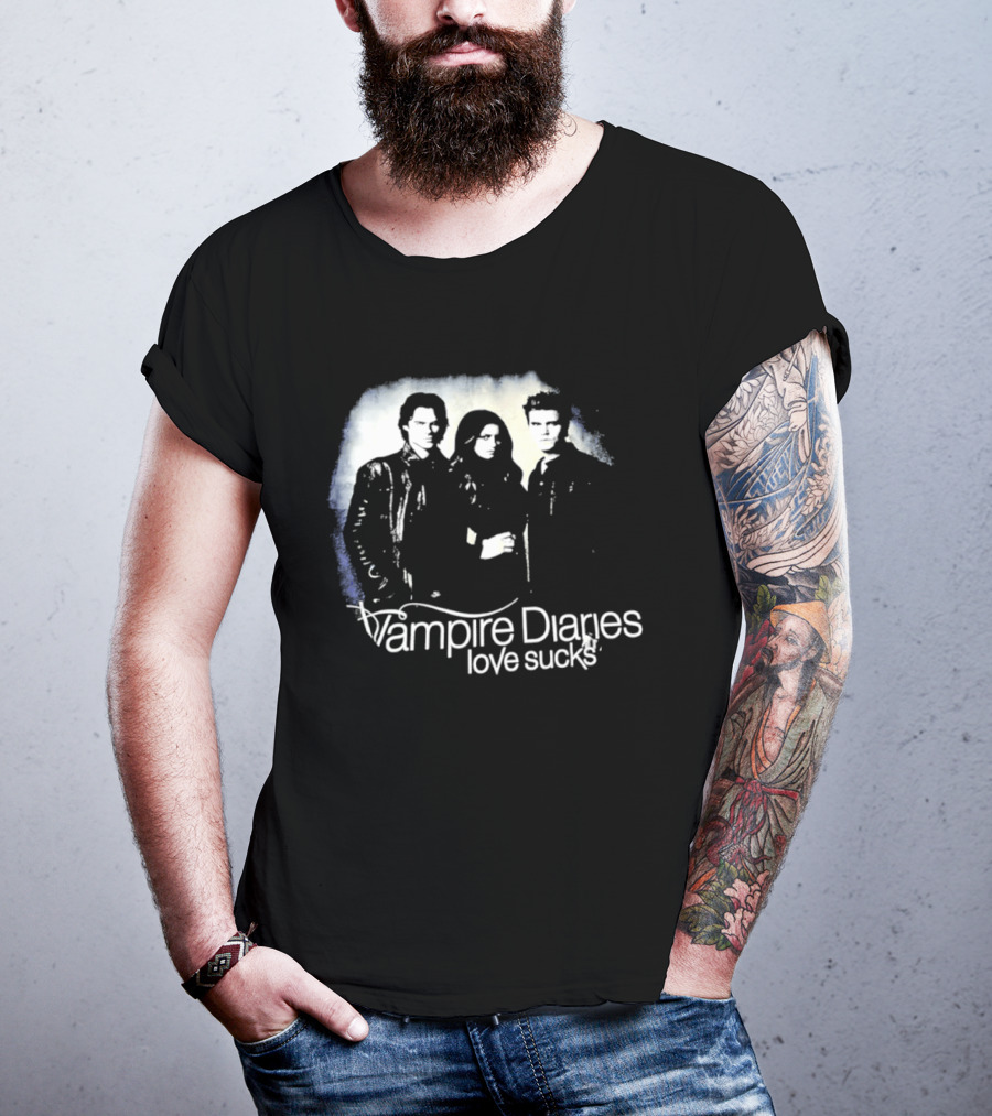 Vampire Diaries Love Sucks Damon Elena Stefan T-Shirt
