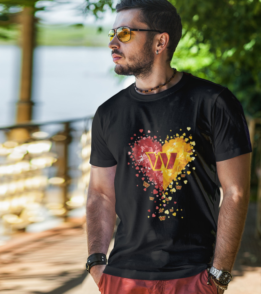 Washington Commanders Heart W Crystalized Chevron Burst T-Shirt