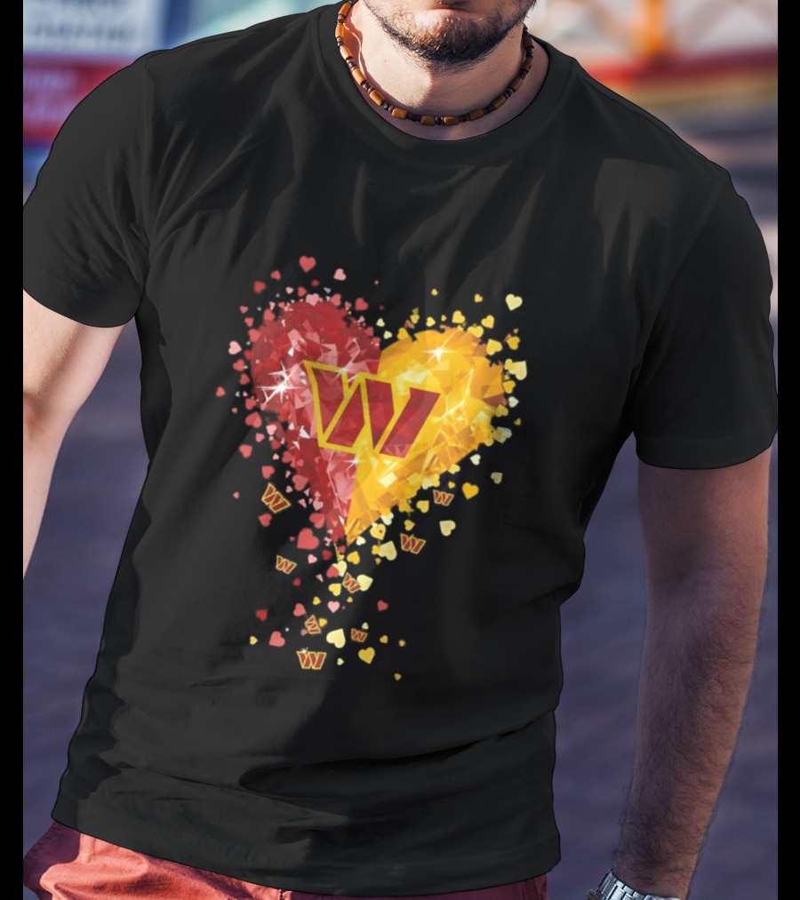 Washington Commanders Heart W Crystalized Chevron Burst T-Shirt