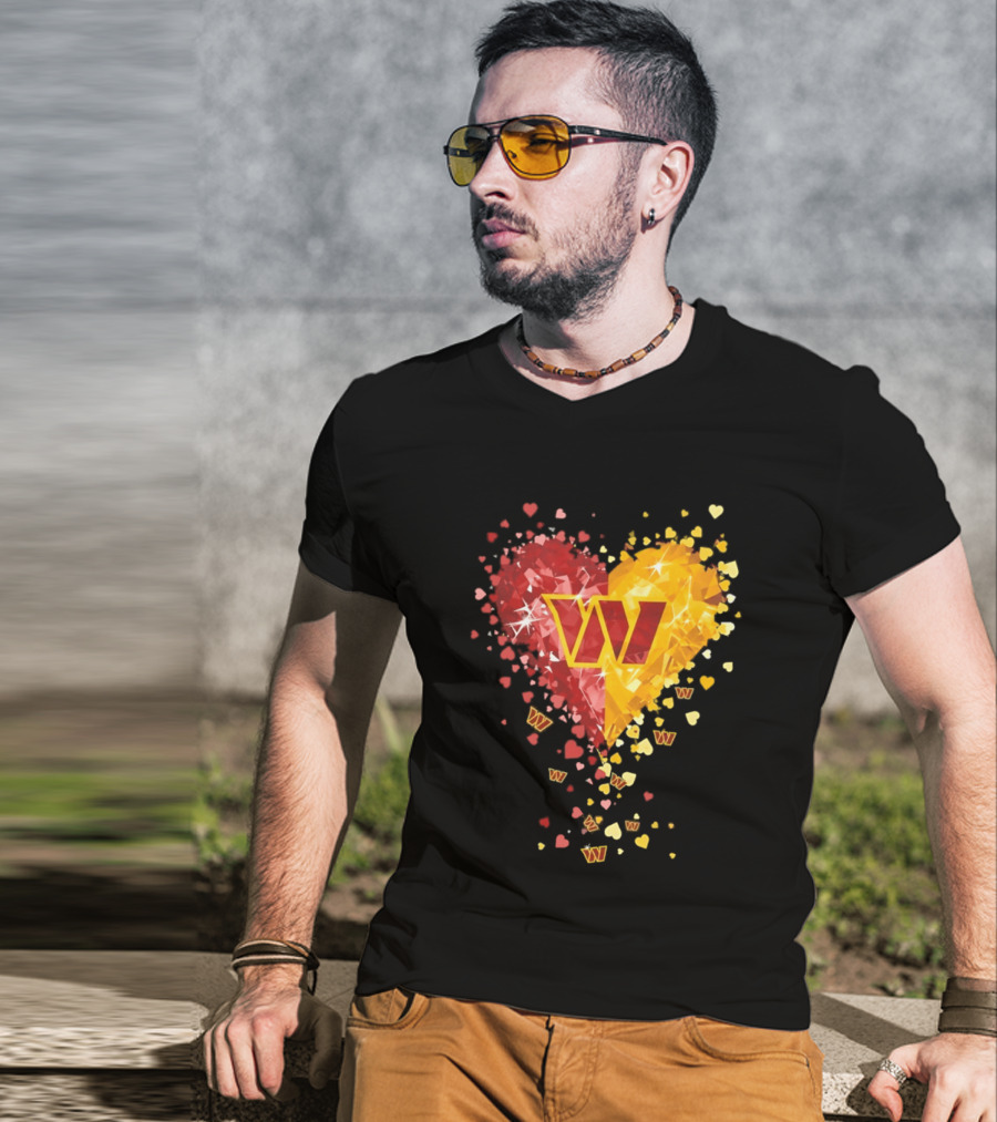 Washington Commanders Heart W Crystalized Chevron Burst T-Shirt