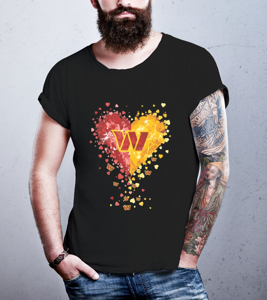 Washington Commanders Heart W Crystalized Chevron Burst T-Shirt