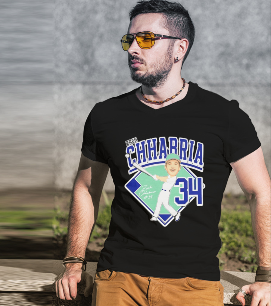 Chhabria 34 Drew University Athletics Baseball Caricature Zach Chhabria T-Shirt