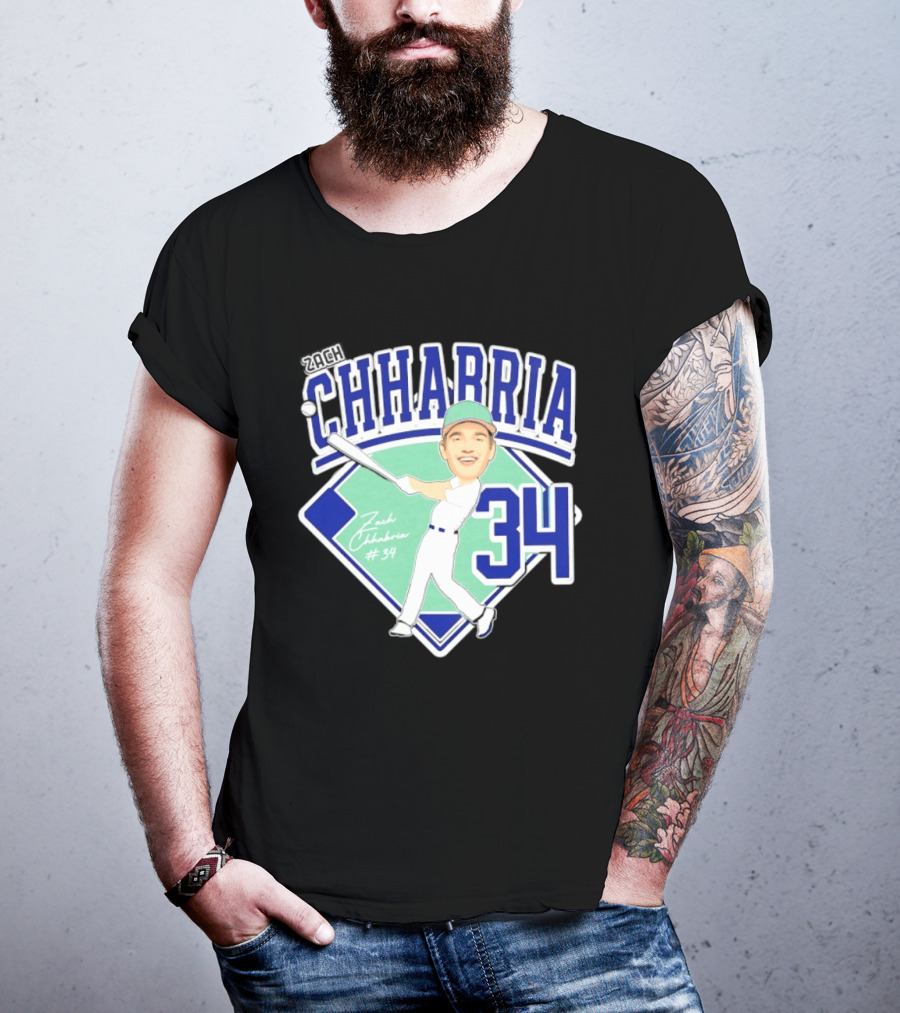 Chhabria 34 Drew University Athletics Baseball Caricature Zach Chhabria T-Shirt