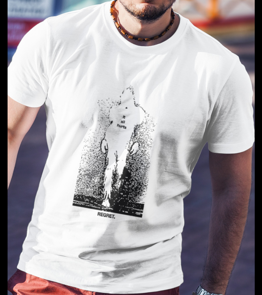 It All Hurts Regret Sadness Existential Skeleton Ghostly Figure T-Shirt