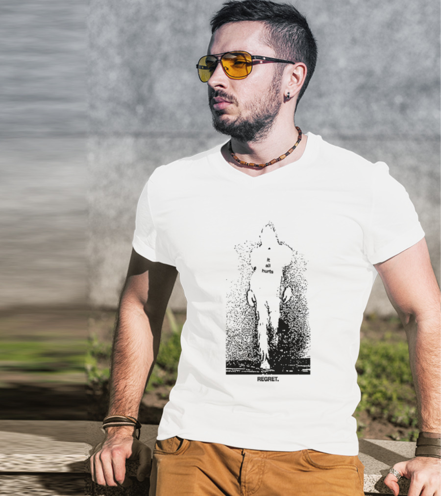 It All Hurts Regret Sadness Existential Skeleton Ghostly Figure T-Shirt