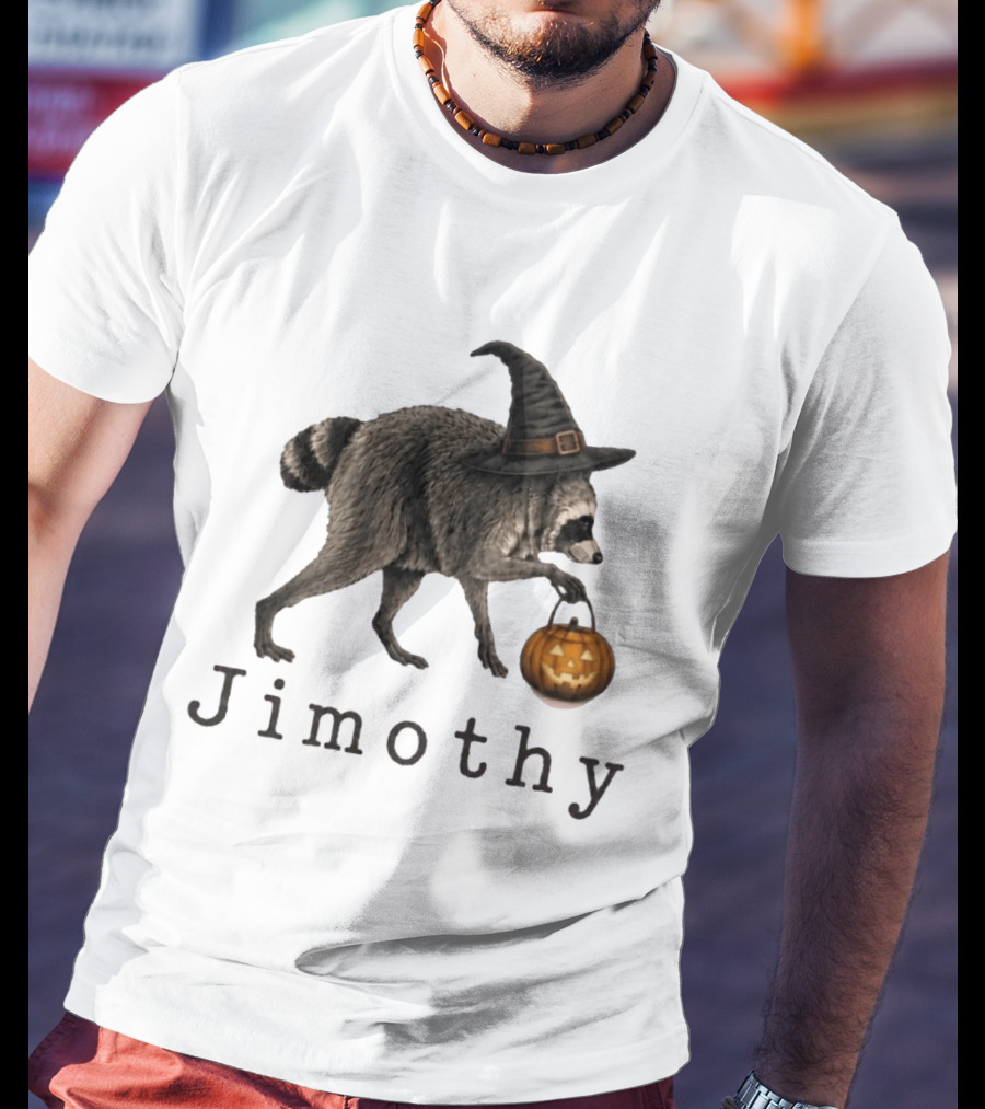 Jimothy Raccoon Witch Hat Pumpkin Halloween T-Shirt