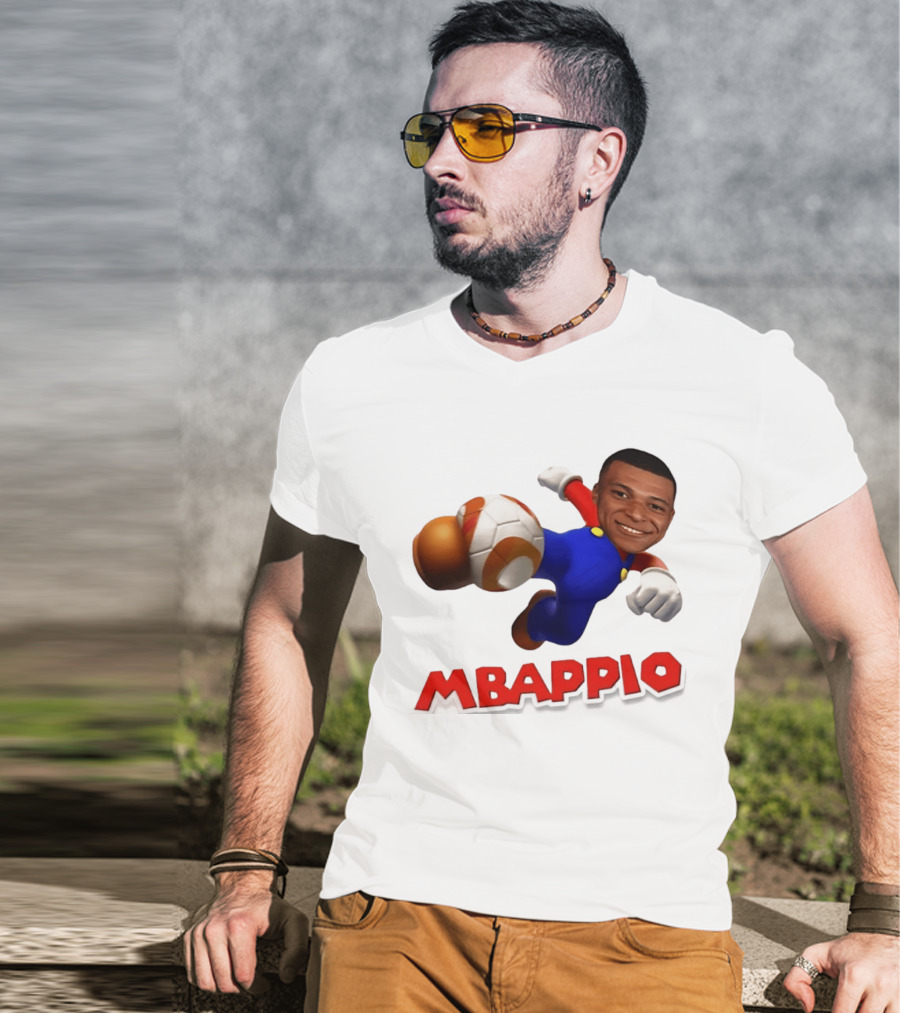 Kylian Mbappe Mbappio X Mario Meme Football T-Shirt