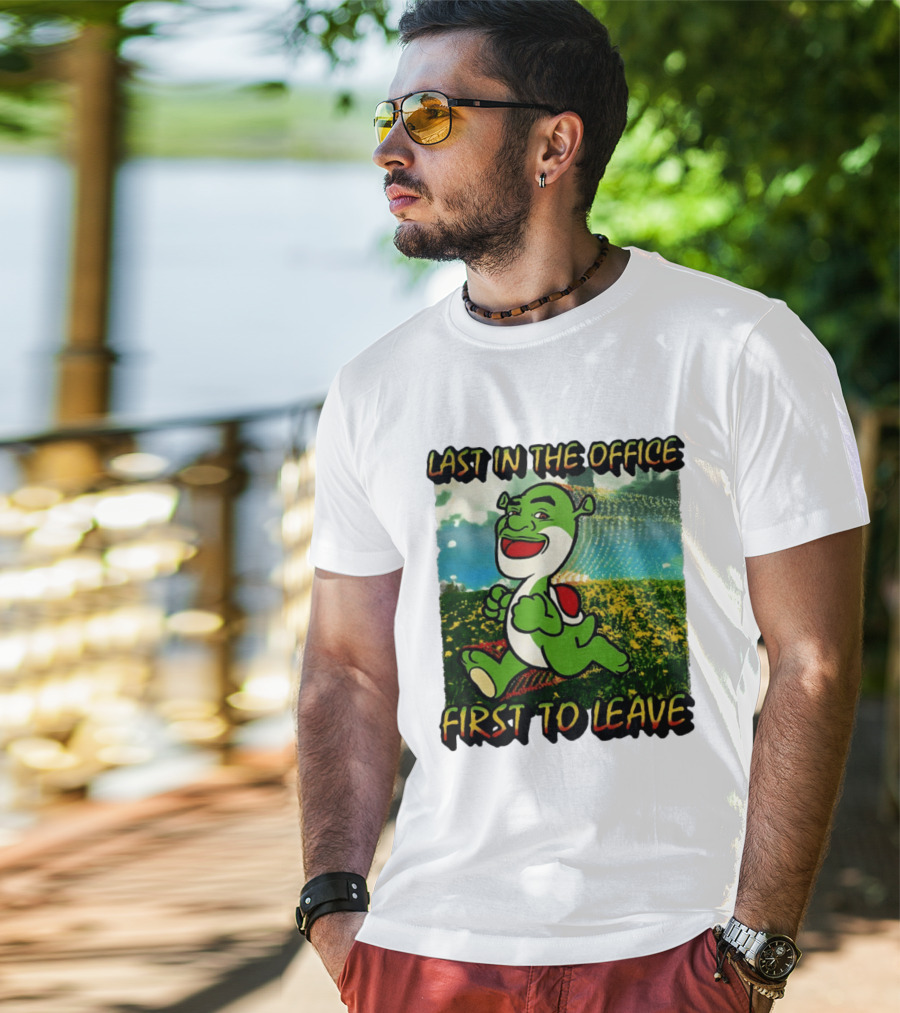 Last In The Office First To Leave Shrek Yoshi Humor T-Shirt