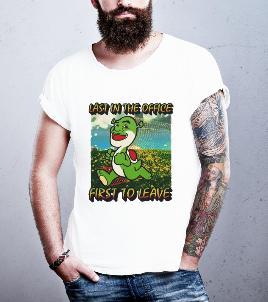 Last In The Office First To Leave Shrek Yoshi Humor T-Shirt