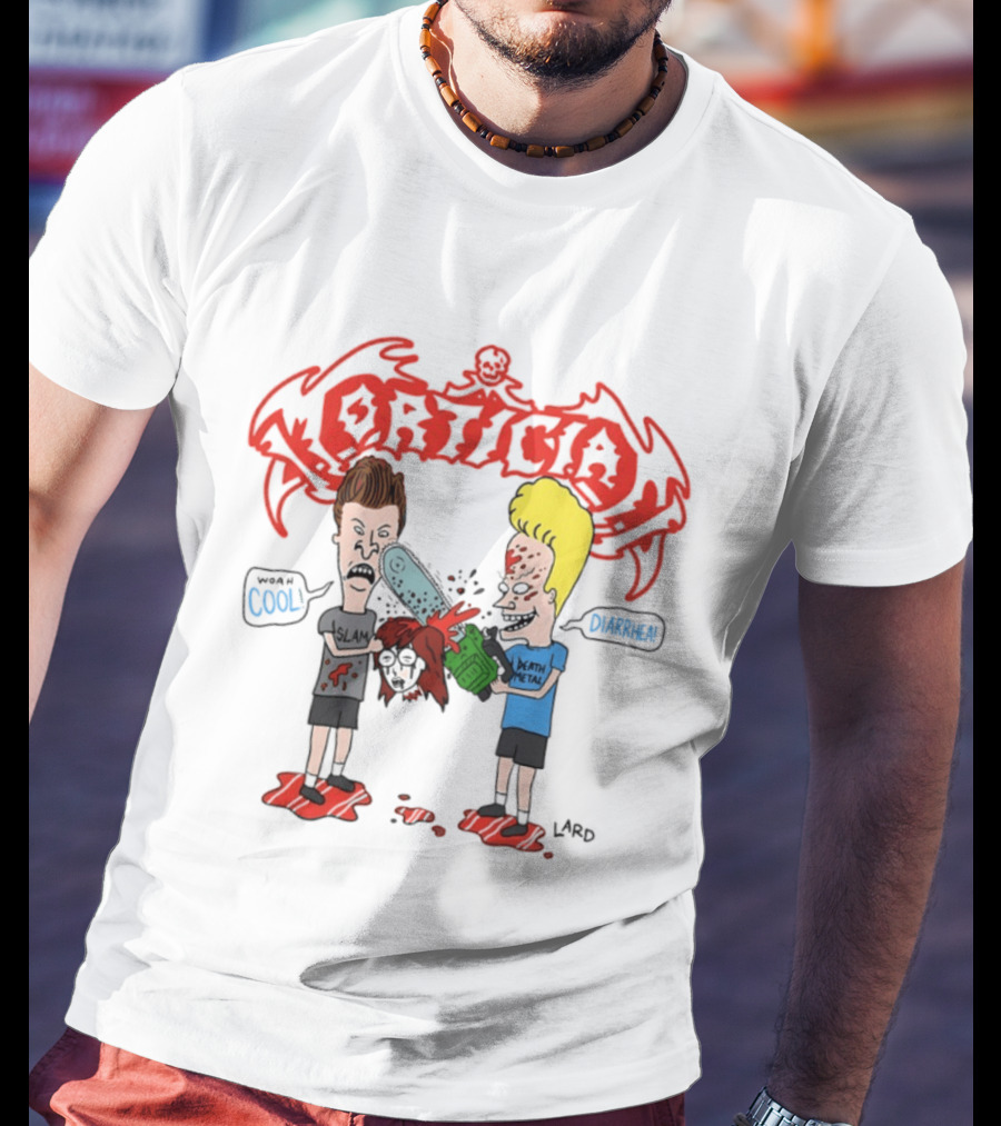 Morticia Beavis And Butt Head Chainsaw Cool Death Metal Slam T-Shirt