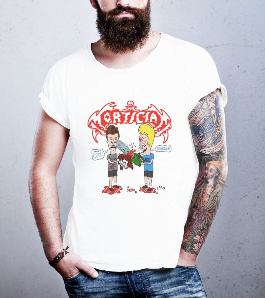 Morticia Beavis And Butt Head Chainsaw Cool Death Metal Slam T-Shirt