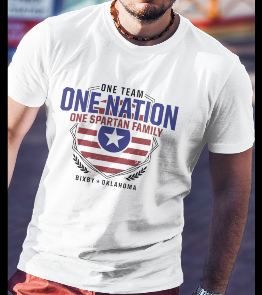 One Team One Nation One Spartan Family Bixby Oklahoma Star Shield T-Shirt