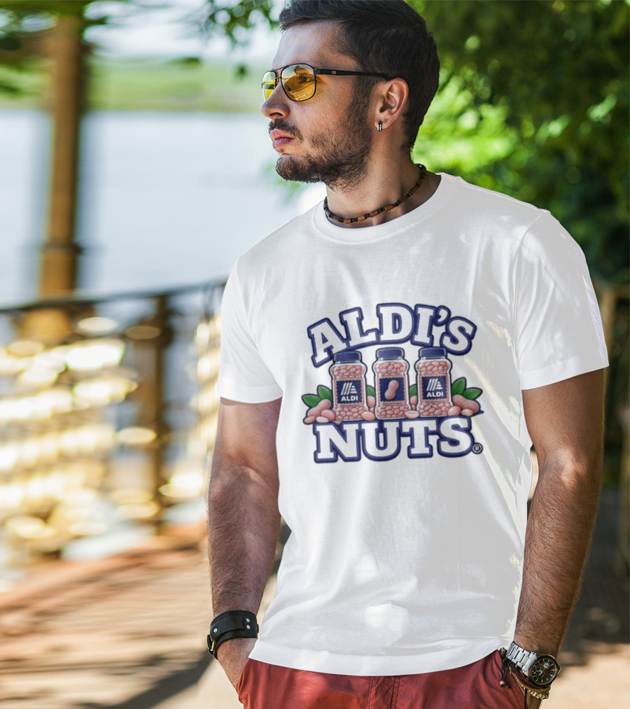 Aldi's Nuts Peanut Jars With Leaves T-Shirt