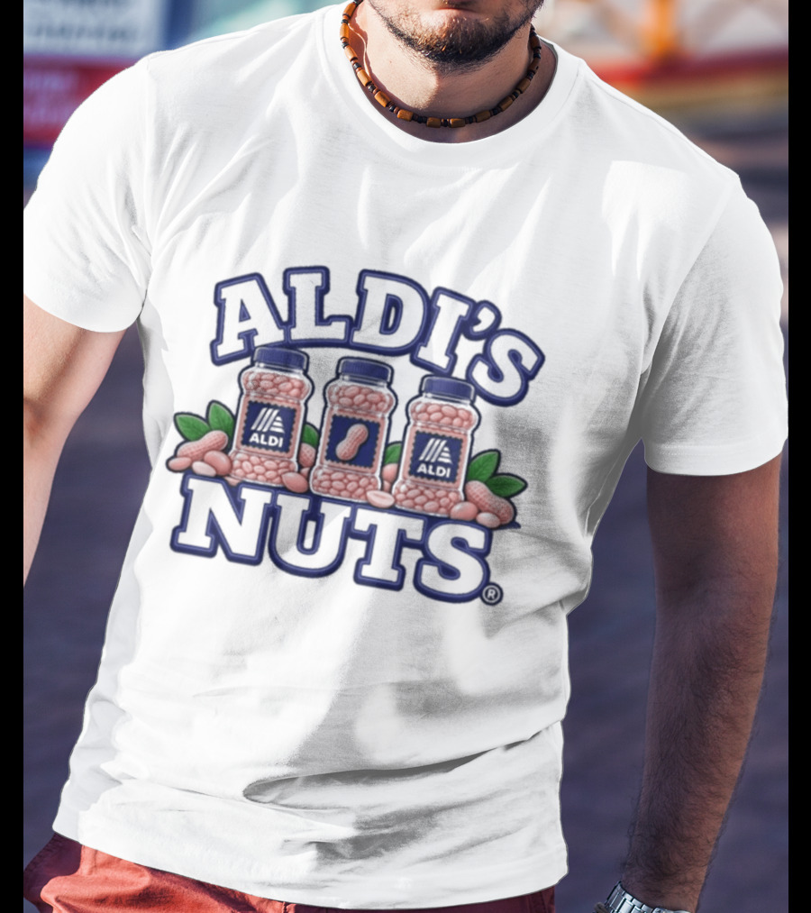 Aldi's Nuts Peanut Jars With Leaves T-Shirt