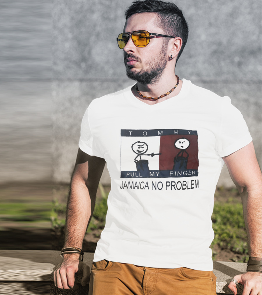 Tommy Pull My Finger Jamaica No Problem Stick Figure Comedy T-Shirt