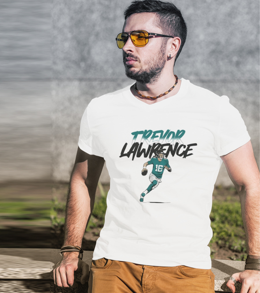 Trevor Lawrence 16 Jacksonville Jaguars Quarterback Action Pose T-Shirt